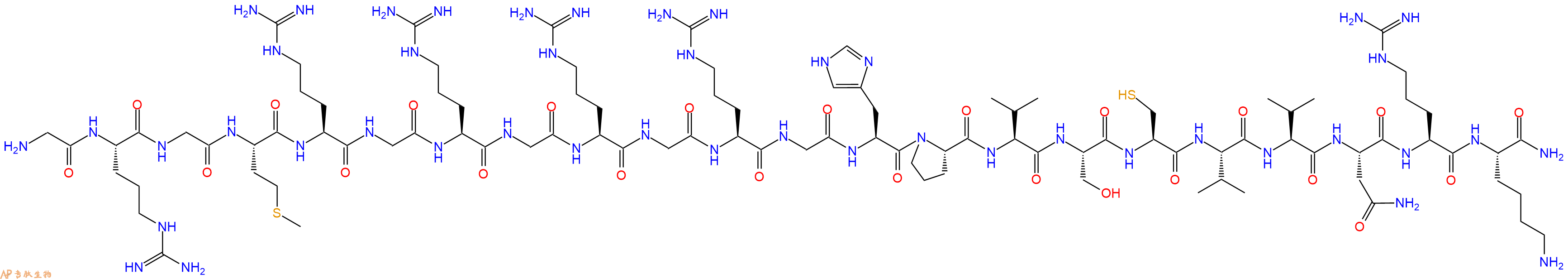专肽生物产品H2N-Gly-Arg-Gly-Met-Arg-Gly-Arg-Gly-Arg-Gly-Arg-Gly-His-Pro-Val-Ser-Cys-Val-Val-Asn-Arg-Lys-CONH2