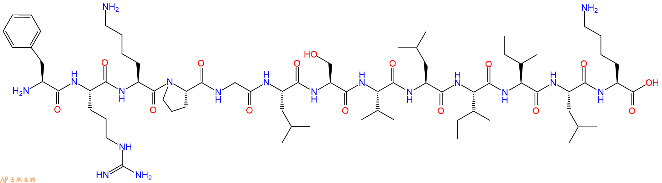专肽生物产品H2N-Phe-Arg-Lys-Pro-Gly-Leu-Ser-Val-Leu-Ile-Ile-Leu-Lys-OH