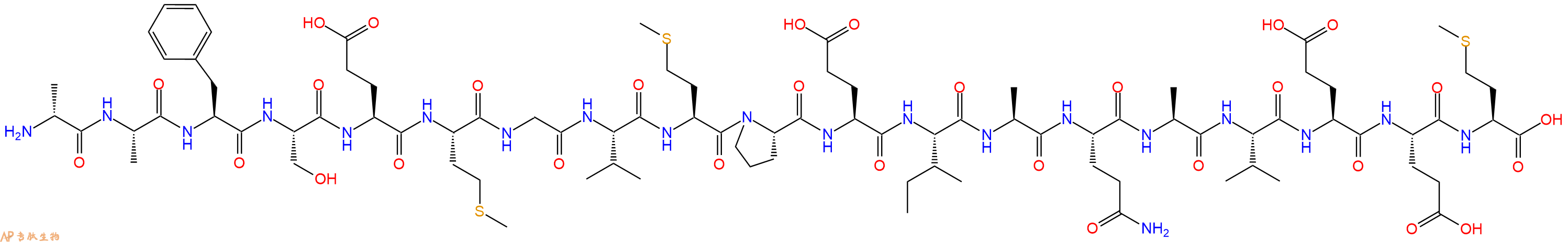 专肽生物产品H2N-DAla-Ala-Phe-Ser-Glu-Met-Gly-Val-Met-Pro-Glu-Ile-Ala-Gln-Ala-Val-Glu-Glu-Met-OH