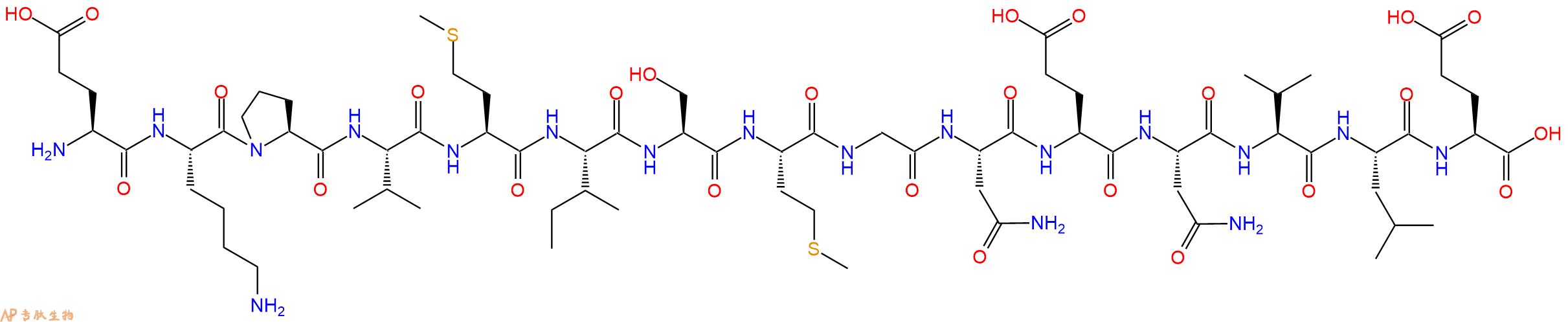 专肽生物产品H2N-Glu-Lys-Pro-Val-Met-Ile-Ser-Met-Gly-Asn-Glu-Asn-Val-Leu-Glu-OH