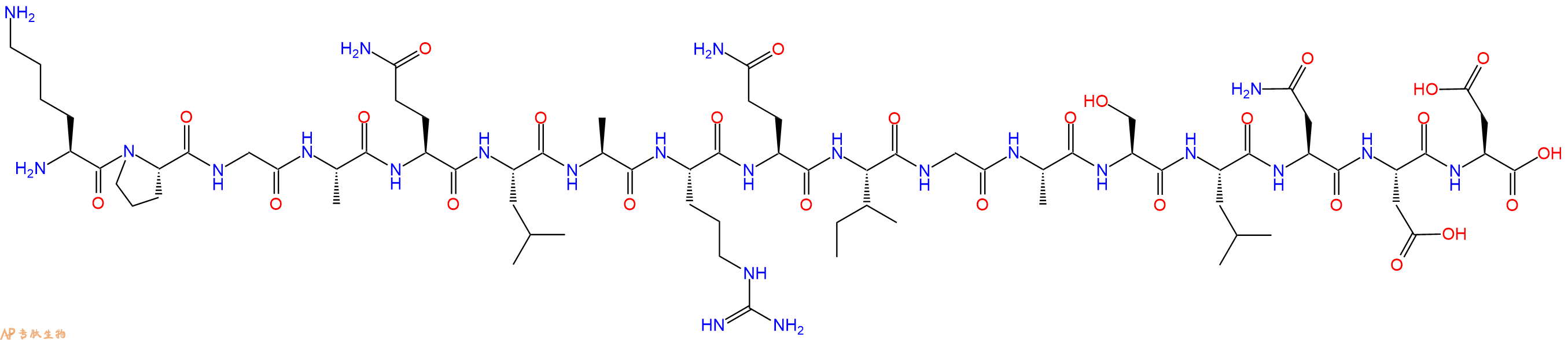 专肽生物产品H2N-Lys-Pro-Gly-Ala-Gln-Leu-Ala-Arg-Gln-Ile-Gly-Ala-Ser-Leu-Asn-Asp-Asp-OH