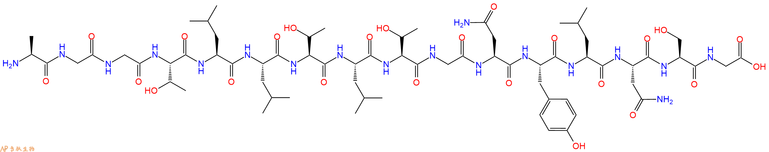 专肽生物产品H2N-Ala-Gly-Gly-Thr-Leu-Leu-Thr-Leu-Thr-Gly-Asn-Tyr-Leu-Asn-Ser-Gly-OH