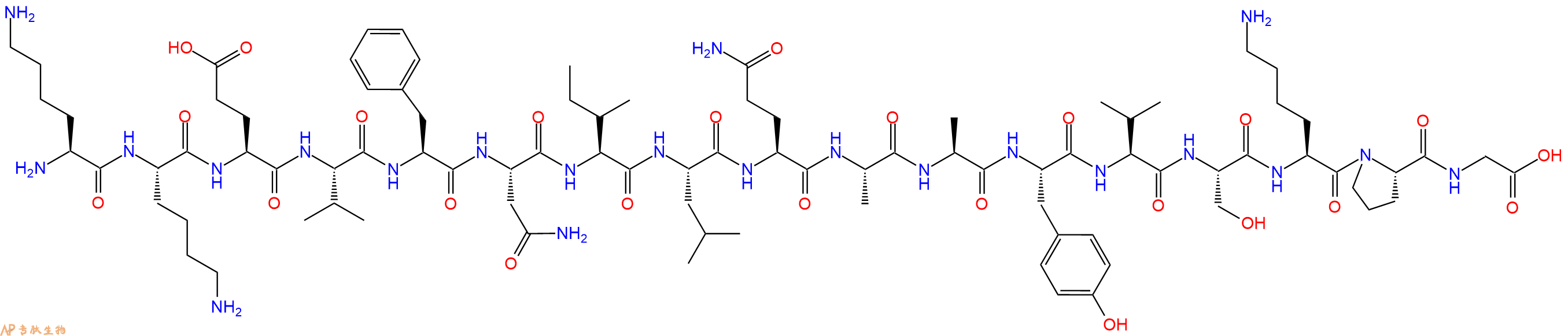 专肽生物产品H2N-Lys-Lys-Glu-Val-Phe-Asn-Ile-Leu-Gln-Ala-Ala-Tyr-Val-Ser-Lys-Pro-Gly-OH