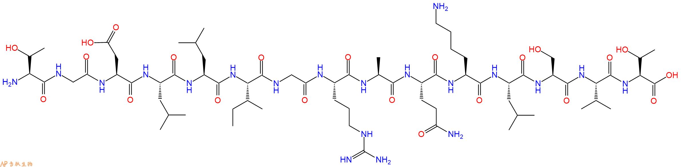 专肽生物产品H2N-Thr-Gly-Asp-Leu-Leu-Ile-Gly-Arg-Ala-Gln-Lys-Leu-Ser-Val-Thr-OH