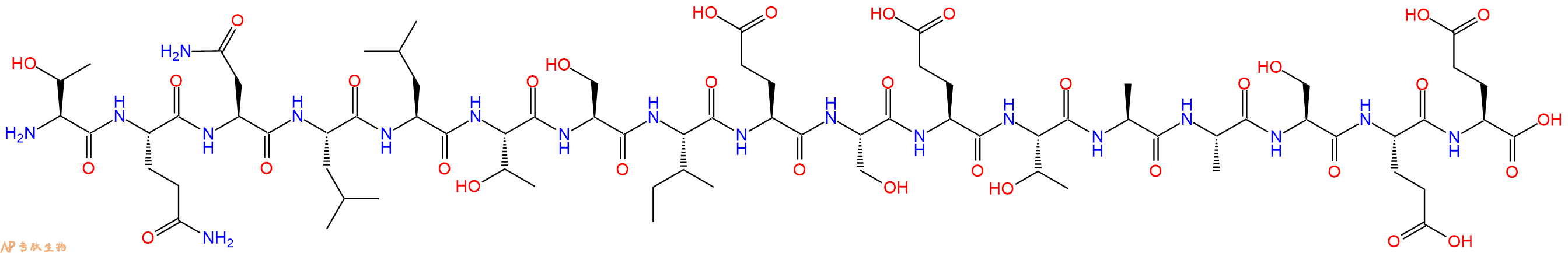 专肽生物产品H2N-Thr-Gln-Asn-Leu-Leu-Thr-Ser-Ile-Glu-Ser-Glu-Thr-Ala-Ala-Ser-Glu-Glu-OH
