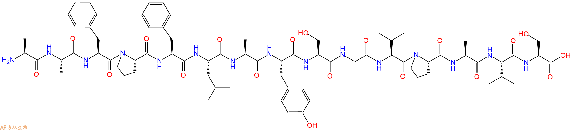 专肽生物产品H2N-Ala-Ala-Phe-Pro-Phe-Leu-Ala-Tyr-Ser-Gly-Ile-Pro-Ala-Val-Ser-OH
