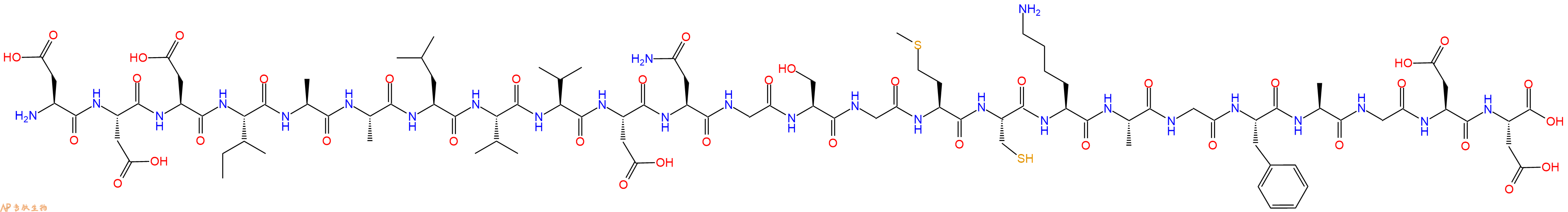 专肽生物产品H2N-Asp-Asp-Asp-Ile-Ala-Ala-Leu-Val-Val-Asp-Asn-Gly-Ser-Gly-Met-Cys-Lys-Ala-Gly-Phe-Ala-Gly-Asp-Asp-OH