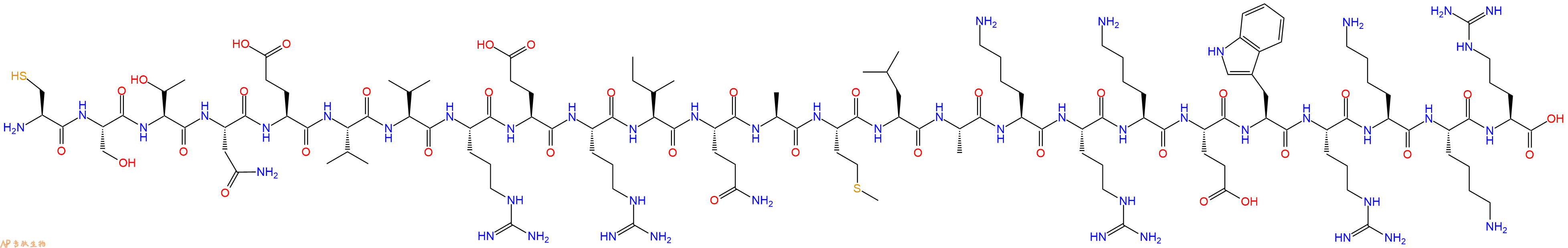 专肽生物产品H2N-Cys-Ser-Thr-Asn-Glu-Val-Val-Arg-Glu-Arg-Ile-Gln-Ala-Met-Leu-Ala-Lys-Arg-Lys-Glu-Trp-Arg-Lys-Lys-Arg-OH