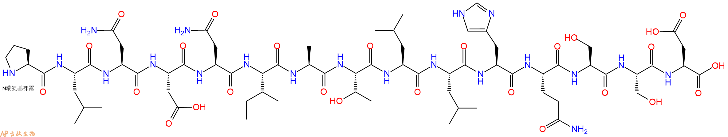 专肽生物产品H2N-Pro-Leu-Asn-Asp-Asn-Ile-Ala-Thr-Leu-Leu-His-Gln-Ser-Ser-Asp-OH