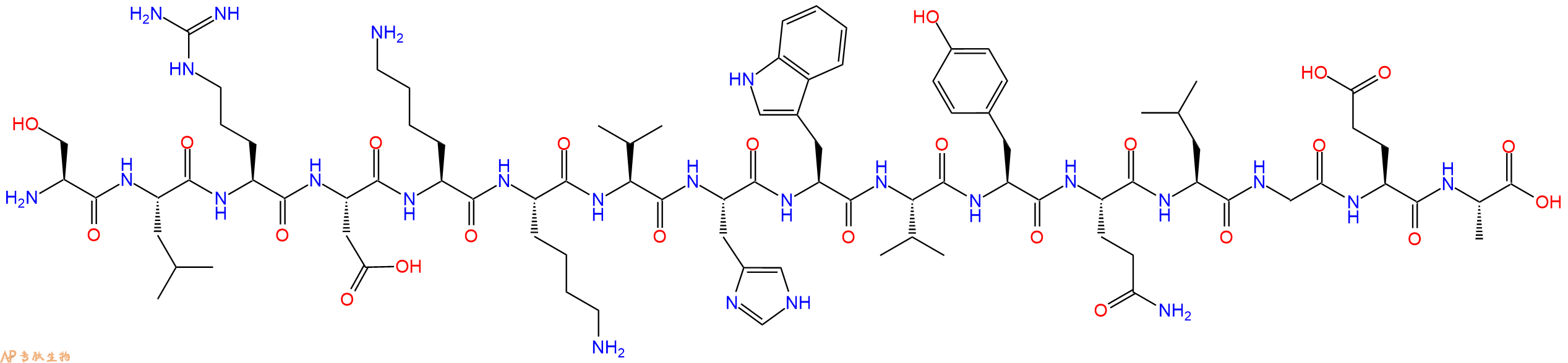 专肽生物产品H2N-Ser-Leu-Arg-Asp-Lys-Lys-Val-His-Trp-Val-Tyr-Gln-Leu-Gly-Glu-Ala-OH