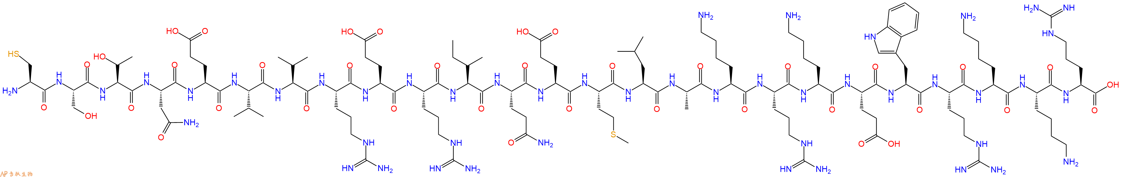 专肽生物产品H2N-Cys-Ser-Thr-Asn-Glu-Val-Val-Arg-Glu-Arg-Ile-Gln-Glu-Met-Leu-Ala-Lys-Arg-Lys-Glu-Trp-Arg-Lys-Lys-Arg-OH