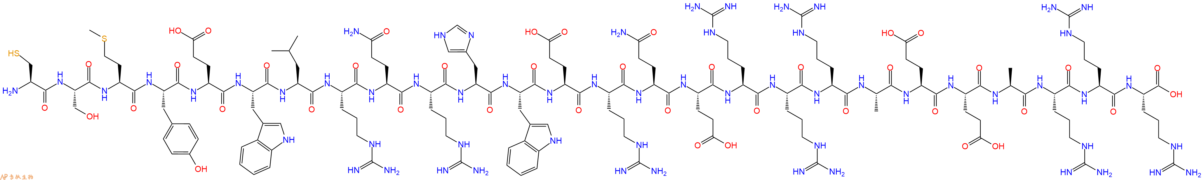 专肽生物产品H2N-Cys-Ser-Met-Tyr-Glu-Trp-Leu-Arg-Gln-Arg-His-Trp-Glu-Arg-Gln-Glu-Arg-Arg-Arg-Ala-Glu-Glu-Ala-Arg-Arg-Arg-OH