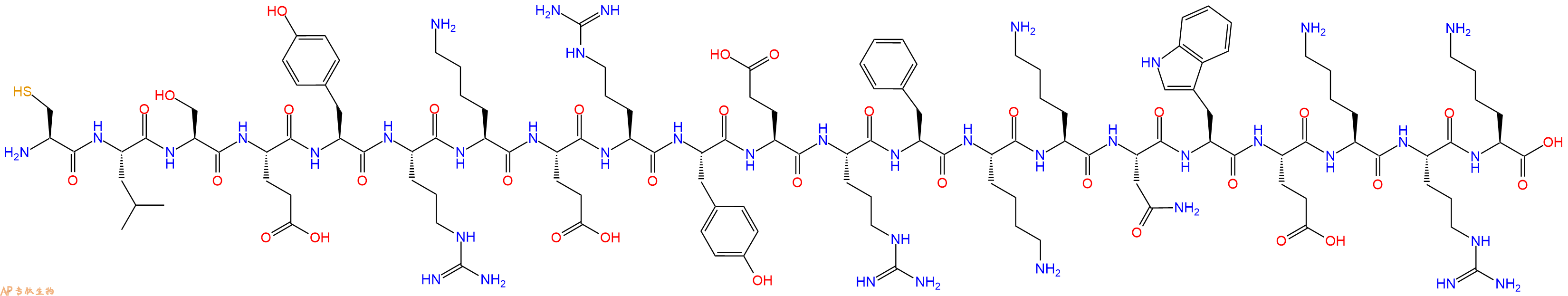 专肽生物产品H2N-Cys-Leu-Ser-Glu-Tyr-Arg-Lys-Glu-Arg-Tyr-Glu-Arg-Phe-Lys-Lys-Asn-Trp-Glu-Lys-Arg-Lys-OH