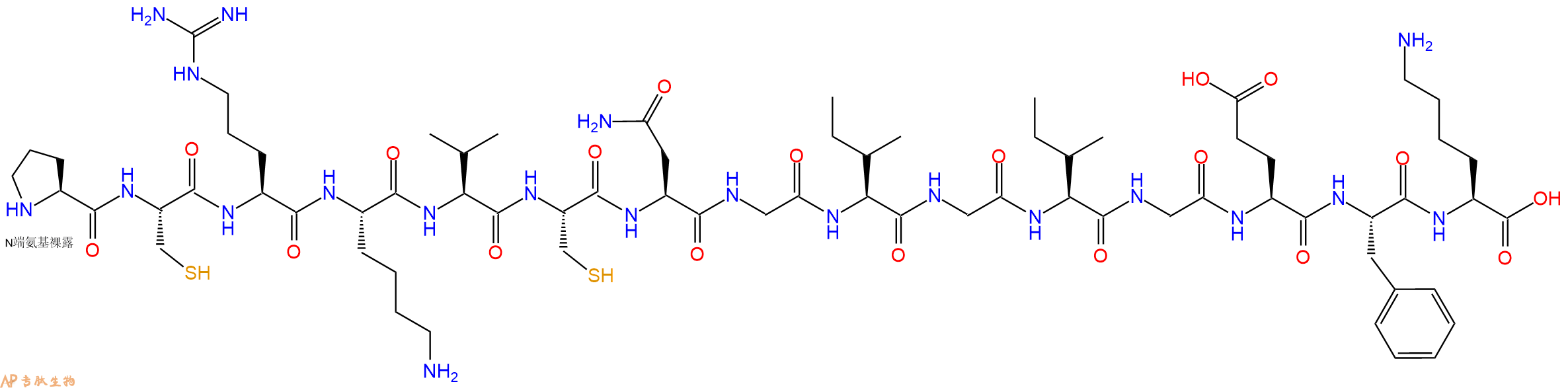专肽生物产品H2N-Pro-Cys-Arg-Lys-Val-Cys-Asn-Gly-Ile-Gly-Ile-Gly-Glu-Phe-Lys-OH