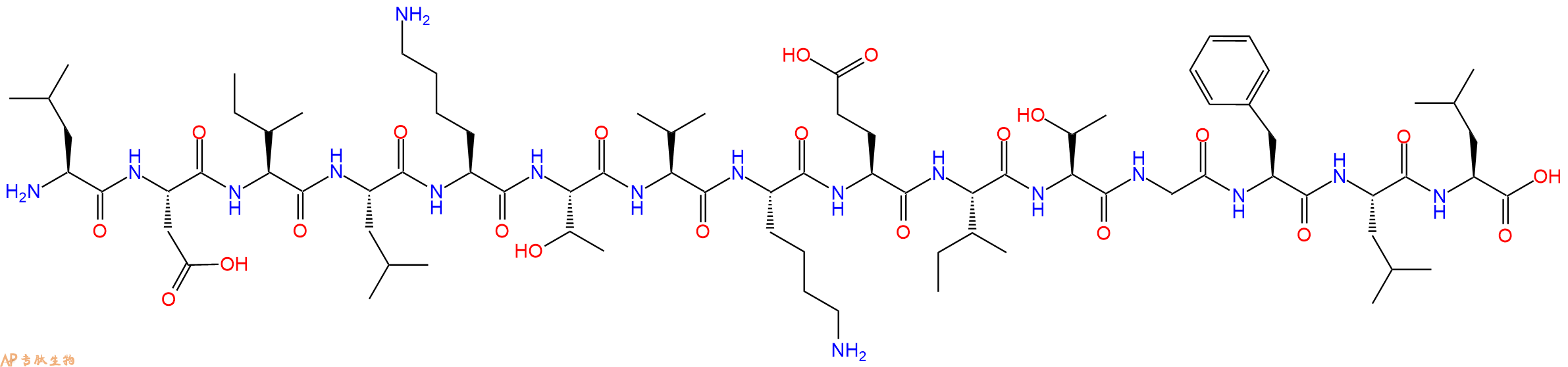 专肽生物产品H2N-Leu-Asp-Ile-Leu-Lys-Thr-Val-Lys-Glu-Ile-Thr-Gly-Phe-Leu-Leu-OH