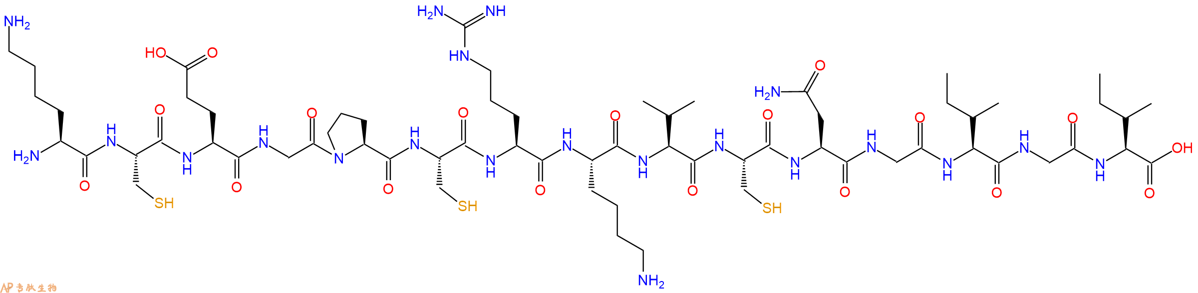 专肽生物产品H2N-Lys-Cys-Glu-Gly-Pro-Cys-Arg-Lys-Val-Cys-Asn-Gly-Ile-Gly-Ile-OH