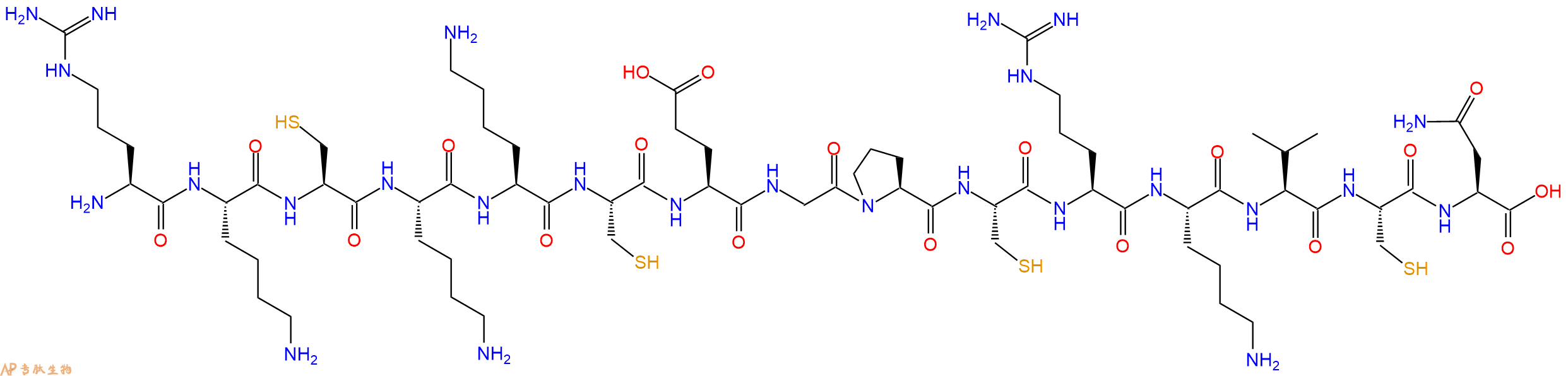 专肽生物产品H2N-Arg-Lys-Cys-Lys-Lys-Cys-Glu-Gly-Pro-Cys-Arg-Lys-Val-Cys-Asn-OH