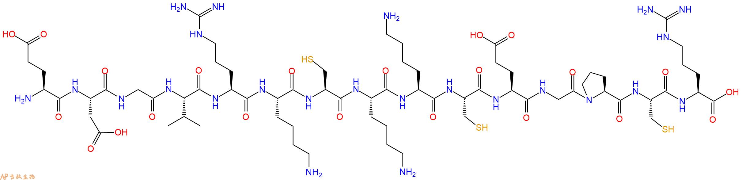 专肽生物产品H2N-Glu-Asp-Gly-Val-Arg-Lys-Cys-Lys-Lys-Cys-Glu-Gly-Pro-Cys-Arg-OH