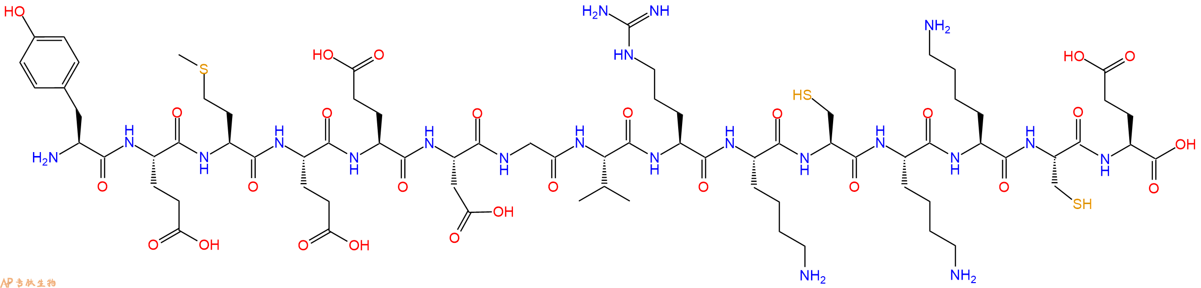 专肽生物产品H2N-Tyr-Glu-Met-Glu-Glu-Asp-Gly-Val-Arg-Lys-Cys-Lys-Lys-Cys-Glu-OH