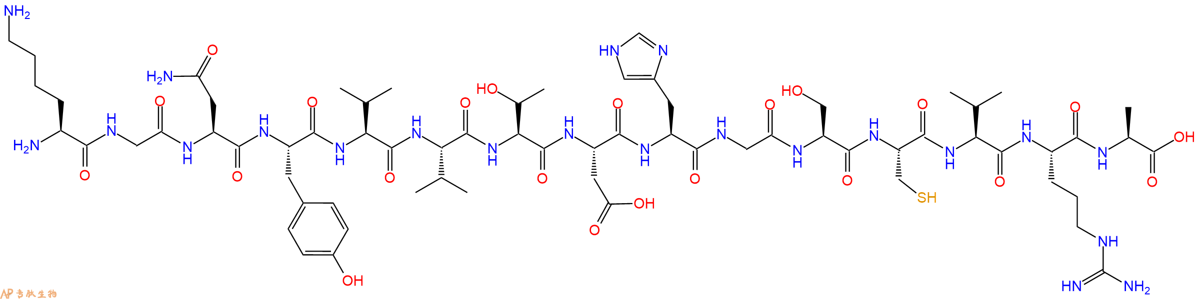 专肽生物产品H2N-Lys-Gly-Asn-Tyr-Val-Val-Thr-Asp-His-Gly-Ser-Cys-Val-Arg-Ala-OH