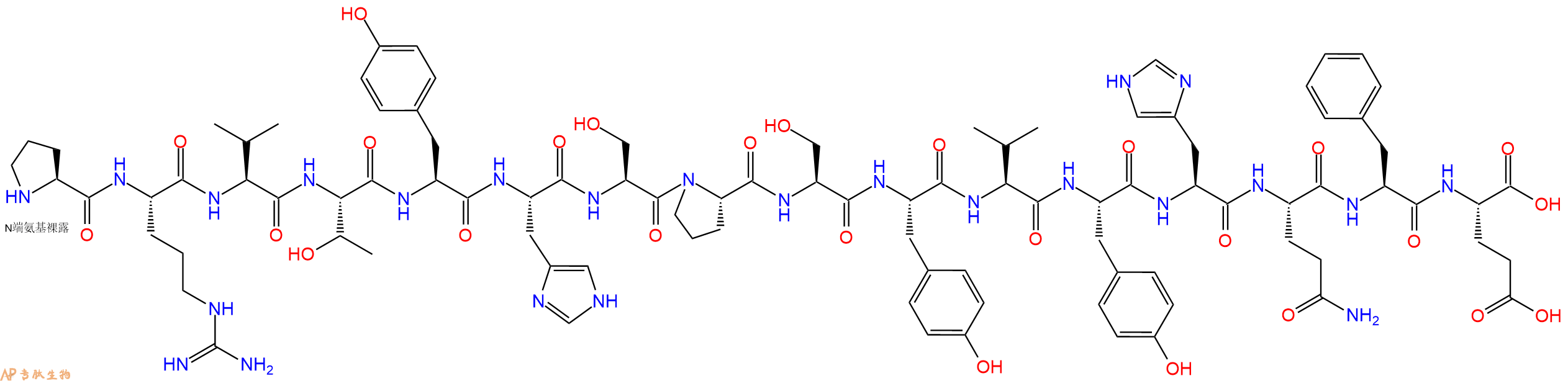 专肽生物产品H2N-Pro-Arg-Val-Thr-Tyr-His-Ser-Pro-Ser-Tyr-Val-Tyr-His-Gln-Phe-Glu-OH
