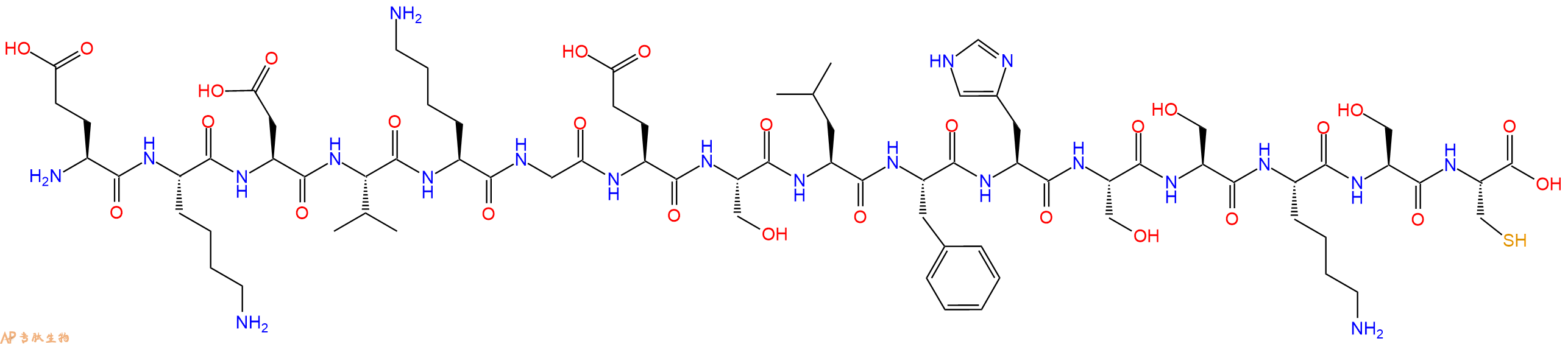 专肽生物产品H2N-Glu-Lys-Asp-Val-Lys-Gly-Glu-Ser-Leu-Phe-His-Ser-Ser-Lys-Ser-Cys-OH