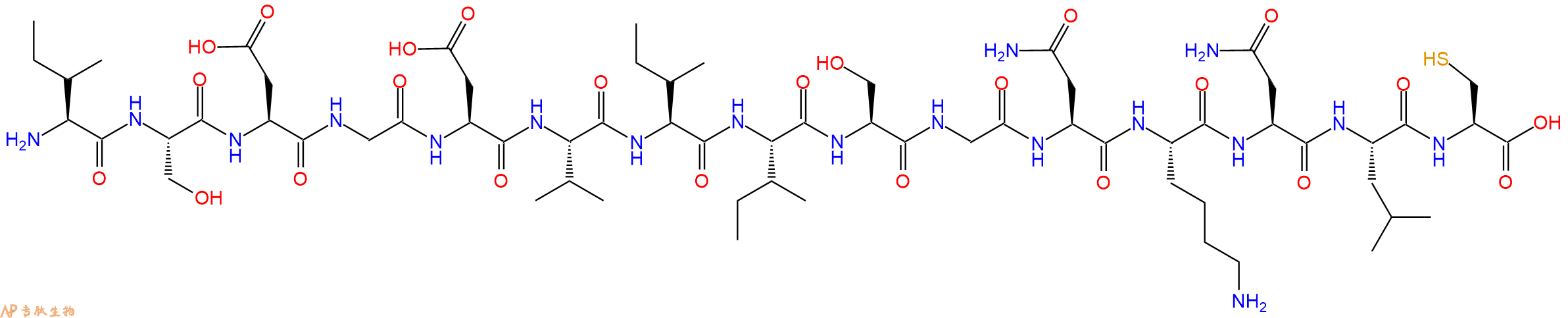 专肽生物产品H2N-Ile-Ser-Asp-Gly-Asp-Val-Ile-Ile-Ser-Gly-Asn-Lys-Asn-Leu-Cys-OH