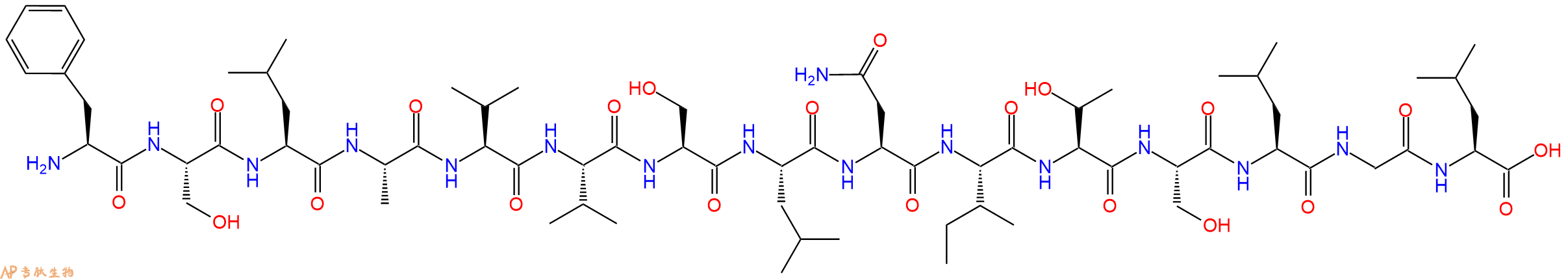 专肽生物产品H2N-Phe-Ser-Leu-Ala-Val-Val-Ser-Leu-Asn-Ile-Thr-Ser-Leu-Gly-Leu-OH