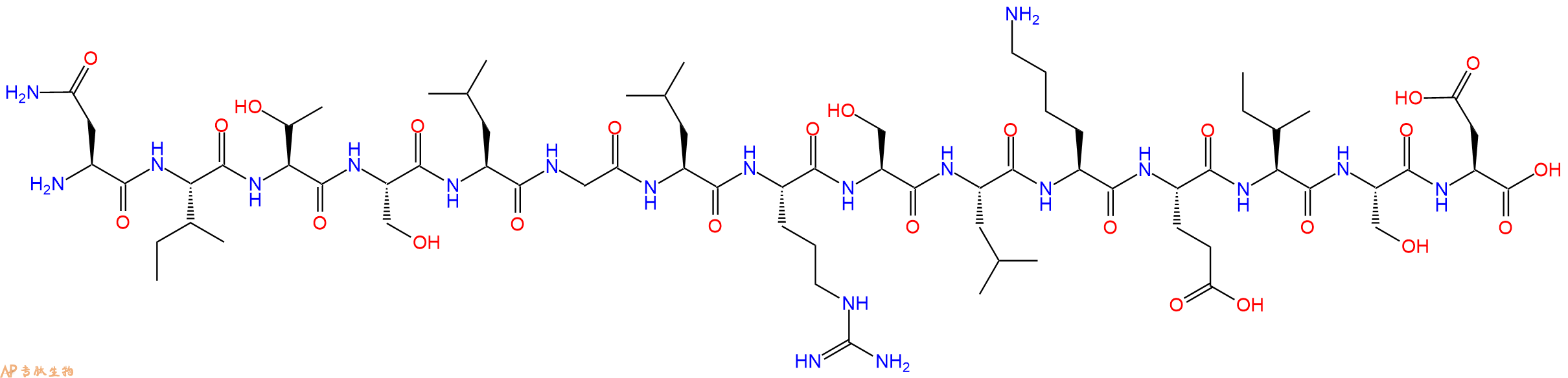 专肽生物产品H2N-Asn-Ile-Thr-Ser-Leu-Gly-Leu-Arg-Ser-Leu-Lys-Glu-Ile-Ser-Asp-OH