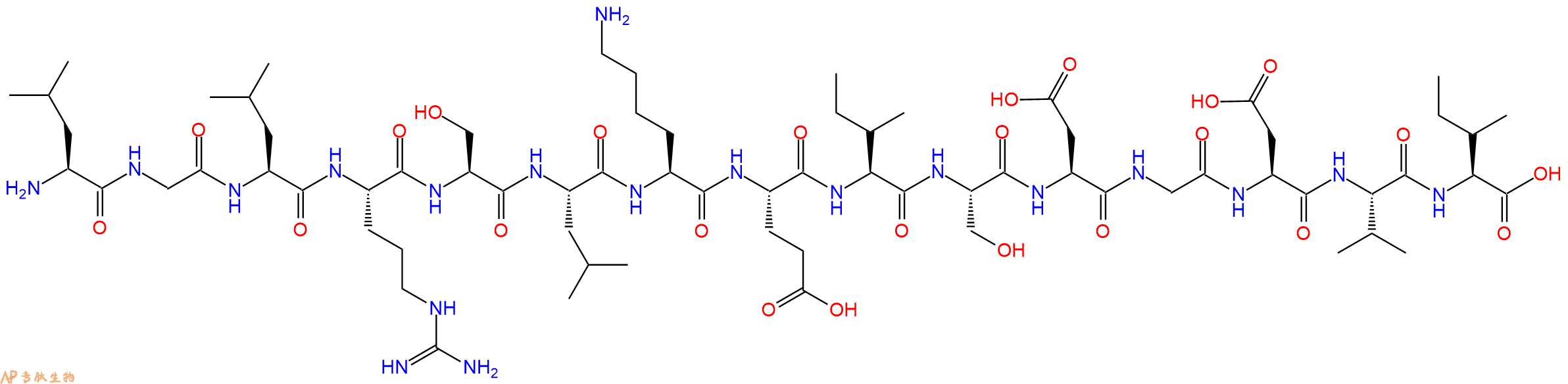 专肽生物产品H2N-Leu-Gly-Leu-Arg-Ser-Leu-Lys-Glu-Ile-Ser-Asp-Gly-Asp-Val-Ile-OH