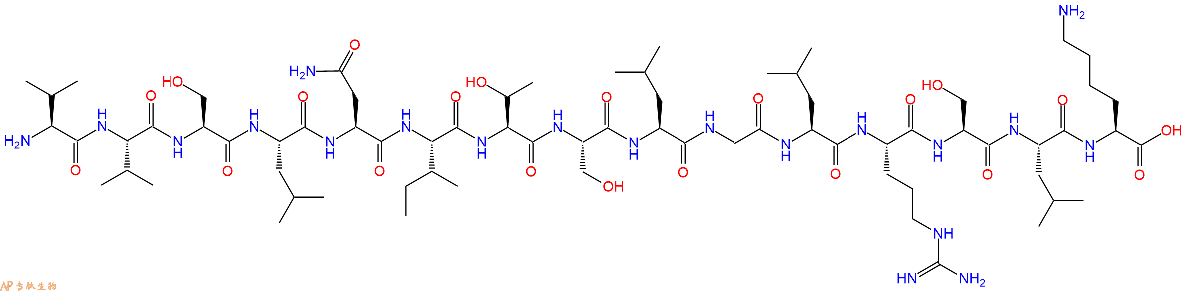 专肽生物产品H2N-Val-Val-Ser-Leu-Asn-Ile-Thr-Ser-Leu-Gly-Leu-Arg-Ser-Leu-Lys-OH