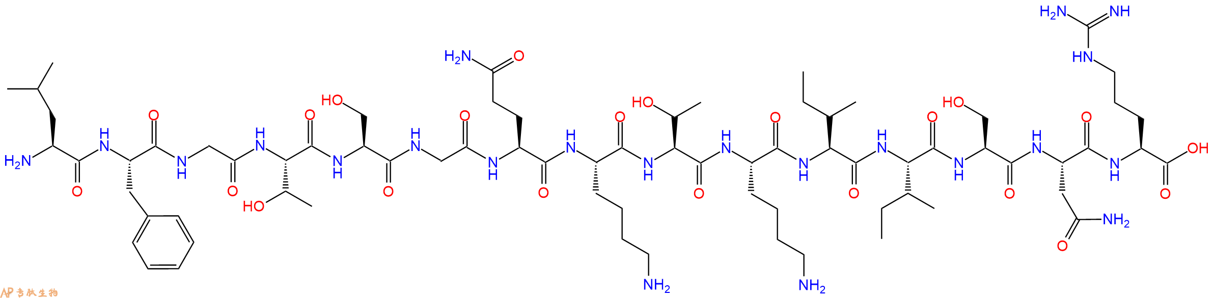 专肽生物产品H2N-Leu-Phe-Gly-Thr-Ser-Gly-Gln-Lys-Thr-Lys-Ile-Ile-Ser-Asn-Arg-OH