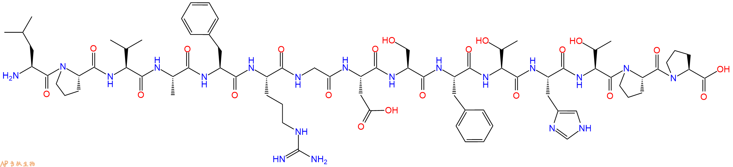 专肽生物产品H2N-Leu-Pro-Val-Ala-Phe-Arg-Gly-Asp-Ser-Phe-Thr-His-Thr-Pro-Pro-OH