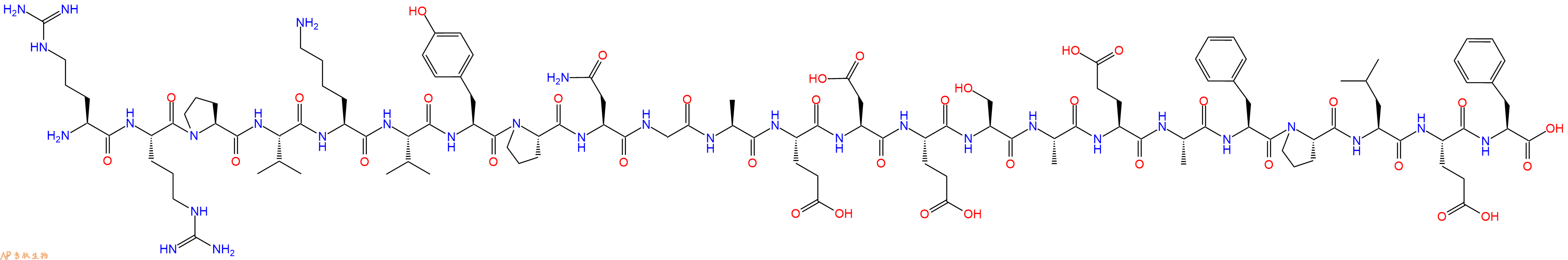 专肽生物产品H2N-Arg-Arg-Pro-Val-Lys-Val-Tyr-Pro-Asn-Gly-Ala-Glu-Asp-Glu-Ser-Ala-Glu-Ala-Phe-Pro-Leu-Glu-Phe-OH