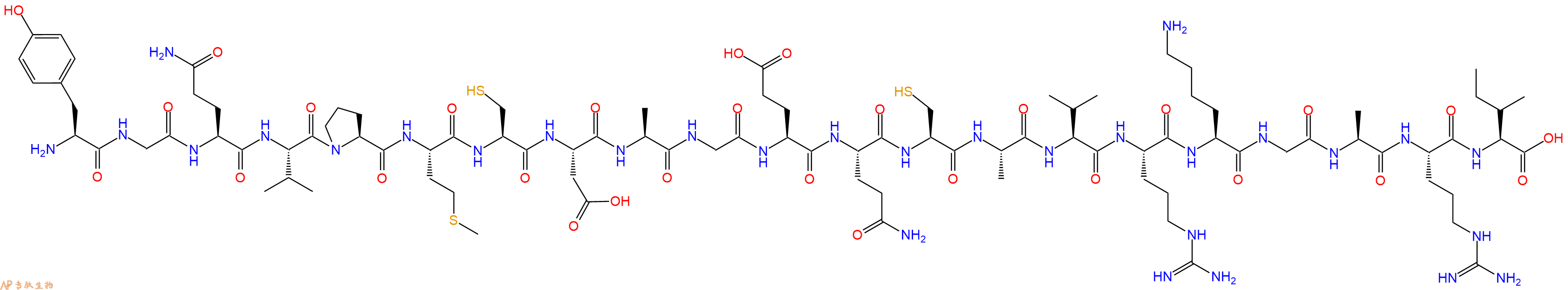 专肽生物产品H2N-Tyr-Gly-Gln-Val-Pro-Met-Cys-Asp-Ala-Gly-Glu-Gln-Cys-Ala-Val-Arg-Lys-Gly-Ala-Arg-Ile-OH