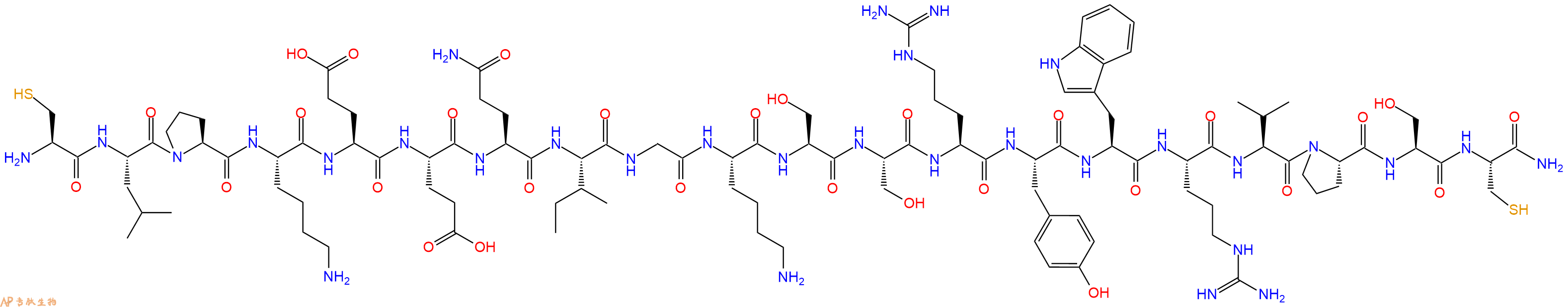专肽生物产品H2N-Cys-Leu-Pro-Lys-Glu-Glu-Gln-Ile-Gly-Lys-Ser-Ser-Arg-Tyr-Trp-Arg-Val-Pro-Ser-Cys-CONH2