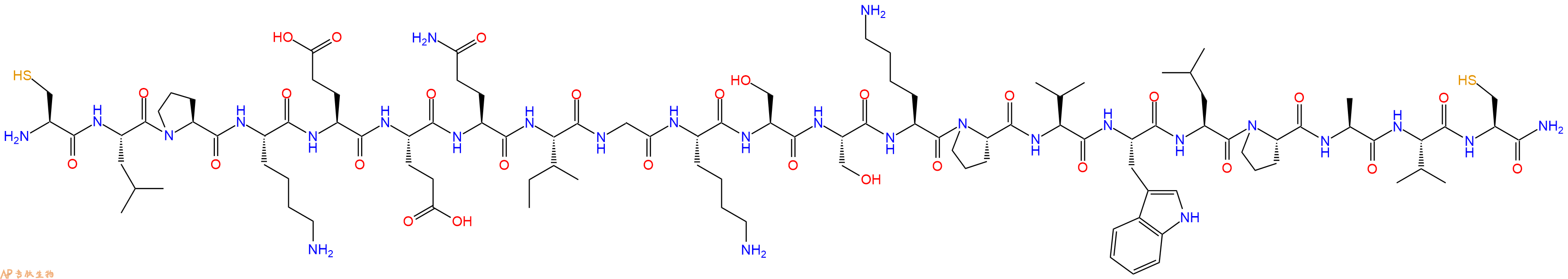 专肽生物产品H2N-Cys-Leu-Pro-Lys-Glu-Glu-Gln-Ile-Gly-Lys-Ser-Ser-Lys-Pro-Val-Trp-Leu-Pro-Ala-Val-Cys-CONH2