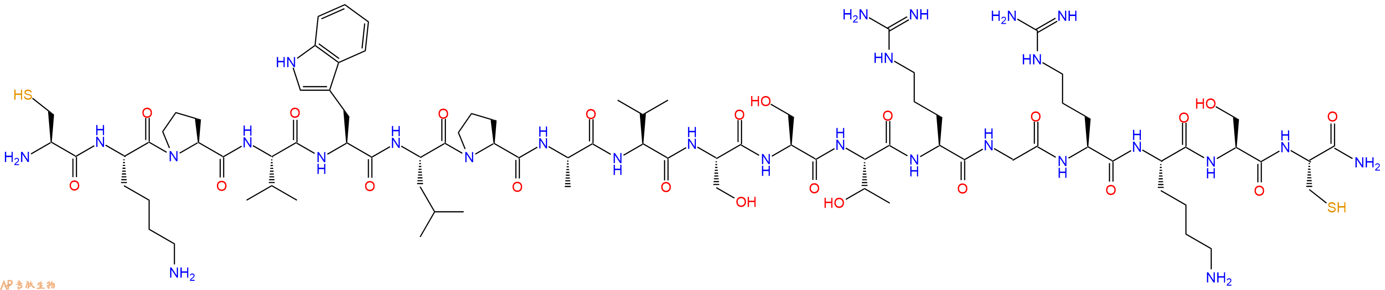 专肽生物产品H2N-Cys-Lys-Pro-Val-Trp-Leu-Pro-Ala-Val-Ser-Ser-Thr-Arg-Gly-Arg-Lys-Ser-Cys-CONH2