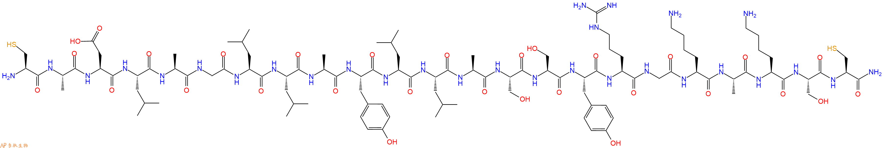 专肽生物产品H2N-Cys-Ala-Asp-Leu-Ala-Gly-Leu-Leu-Ala-Tyr-Leu-Leu-Ala-Ser-Ser-Tyr-Arg-Gly-Lys-Ala-Lys-Ser-Cys-CONH2