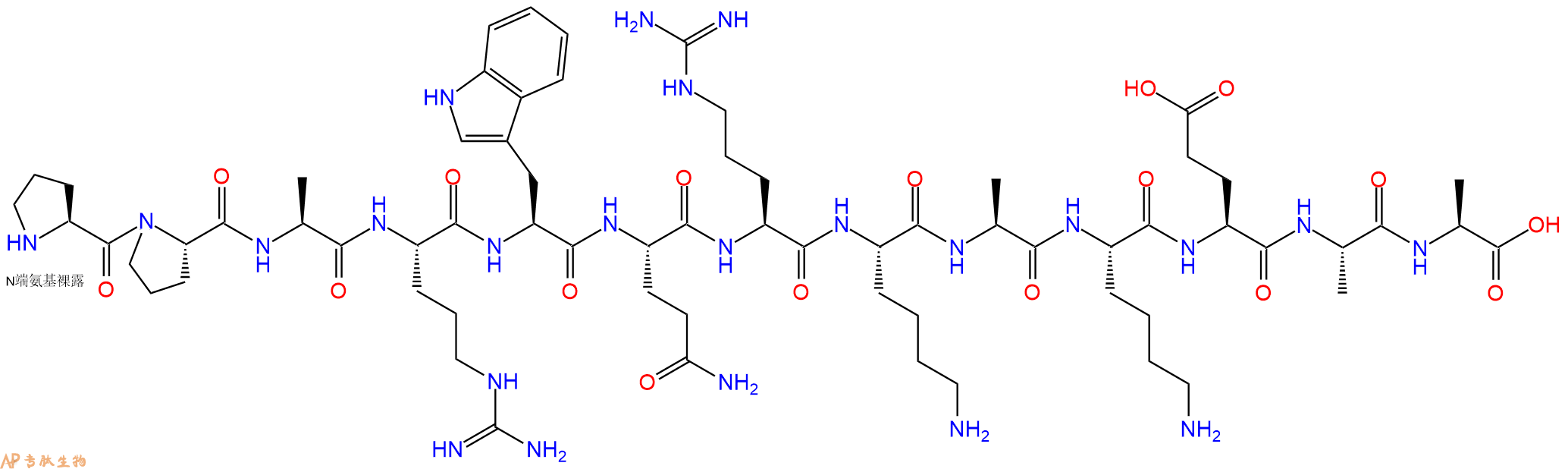 专肽生物产品H2N-Pro-Pro-Ala-Arg-Trp-Gln-Arg-Lys-Ala-Lys-Glu-Ala-Ala-OH