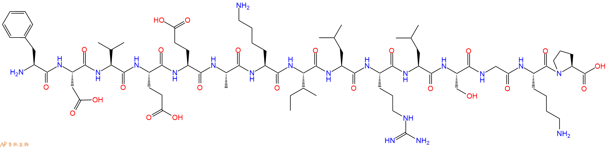 专肽生物产品H2N-Phe-Asp-Val-Glu-Glu-Ala-Lys-Ile-Leu-Arg-Leu-Ser-Gly-Lys-Pro-OH