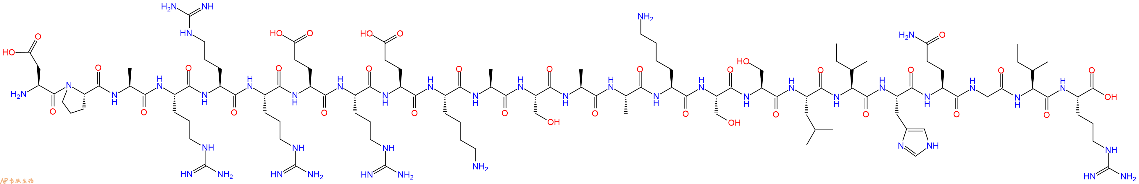 专肽生物产品H2N-Asp-Pro-Ala-Arg-Arg-Arg-Glu-Arg-Glu-Lys-Ala-Ser-Ala-Ala-Lys-Ser-Ser-Leu-Ile-His-Gln-Gly-Ile-Arg-OH