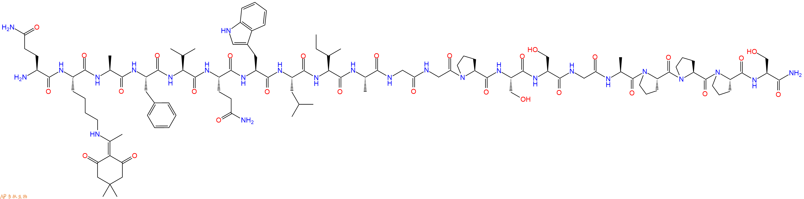 专肽生物产品H2N-Gln-Lys(Dde)-Ala-Phe-Val-Gln-Trp-Leu-Ile-Ala-Gly-Gly-Pro-Ser-Ser-Gly-Ala-Pro-Pro-Pro-Ser-CONH2