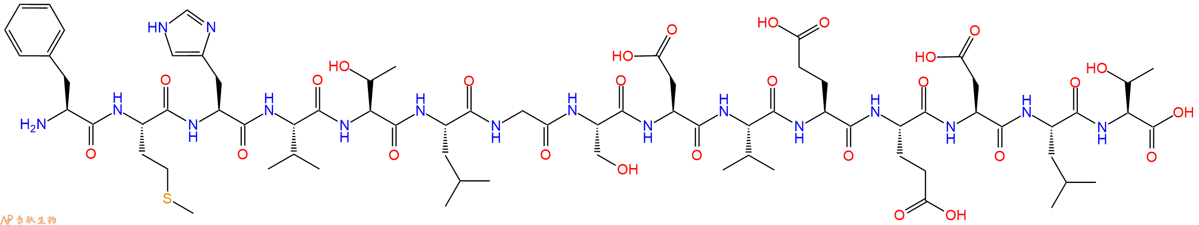 专肽生物产品H2N-Phe-Met-His-Val-Thr-Leu-Gly-Ser-Asp-Val-Glu-Glu-Asp-Leu-Thr-OH