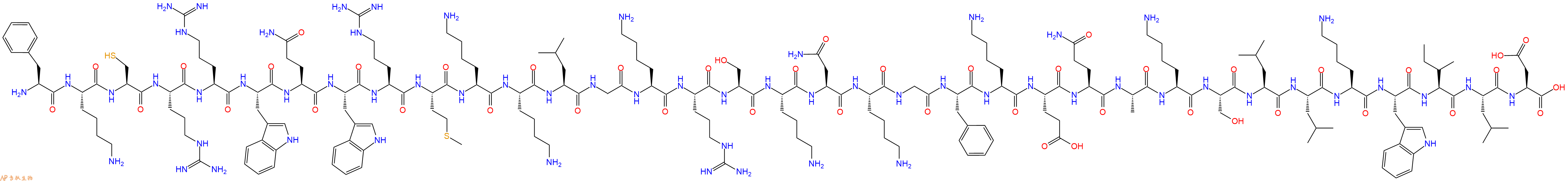 专肽生物产品H2N-Phe-Lys-Cys-Arg-Arg-Trp-Gln-Trp-Arg-Met-Lys-Lys-Leu-Gly-Lys-Arg-Ser-Lys-Asn-Lys-Gly-Phe-Lys-Glu-Gln-Ala-Lys-Ser-Leu-Leu-Lys-Trp-Ile-Leu-Asp-OH