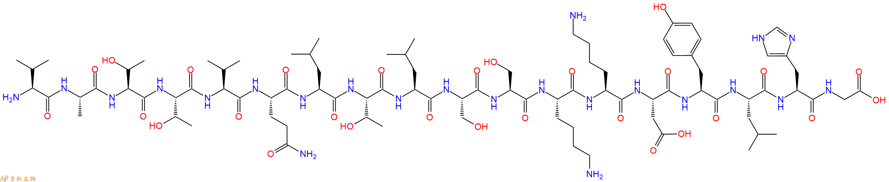 专肽生物产品H2N-Val-Ala-Thr-Thr-Val-Gln-Leu-Thr-Leu-Ser-Ser-Lys-Lys-Asp-Tyr-Leu-His-Gly-OH