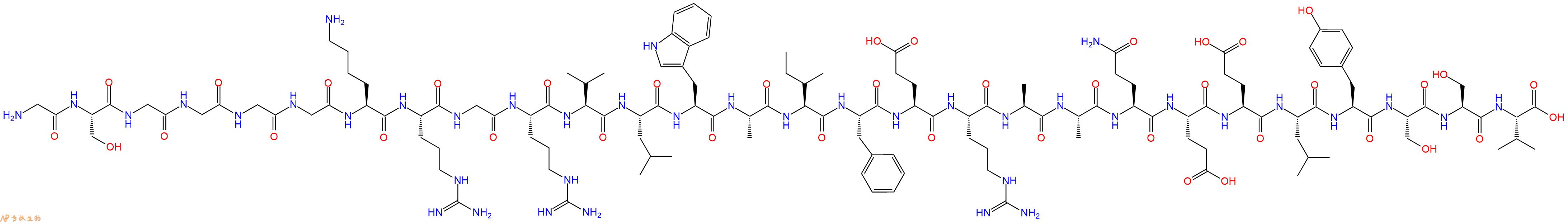 专肽生物产品H2N-Gly-Ser-Gly-Gly-Gly-Gly-Lys-Arg-Gly-Arg-Val-Leu-Trp-Ala-Ile-Phe-Glu-Arg-Ala-Ala-Gln-Glu-Glu-Leu-Tyr-Ser-Ser-Val-OH
