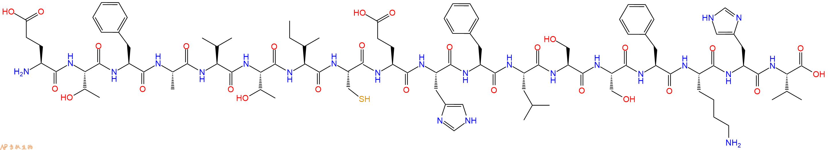 专肽生物产品H2N-Glu-Thr-Phe-Ala-Val-Thr-Ile-Cys-Glu-His-Phe-Leu-Ser-Ser-Phe-Lys-His-Val-OH