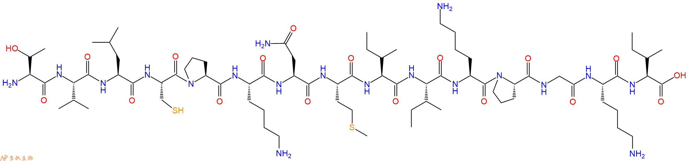 专肽生物产品H2N-Thr-Val-Leu-Cys-Pro-Lys-Asn-Met-Ile-Ile-Lys-Pro-Gly-Lys-Ile-OH
