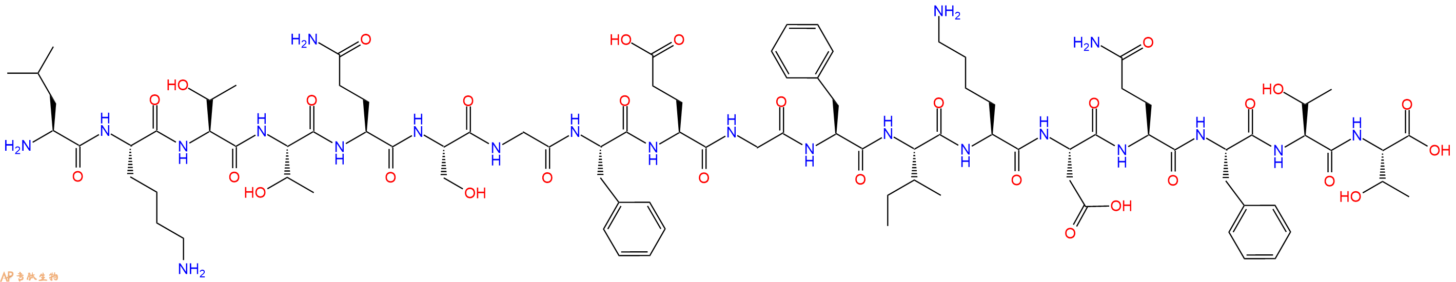 专肽生物产品H2N-Leu-Lys-Thr-Thr-Gln-Ser-Gly-Phe-Glu-Gly-Phe-Ile-Lys-Asp-Gln-Phe-Thr-Thr-OH